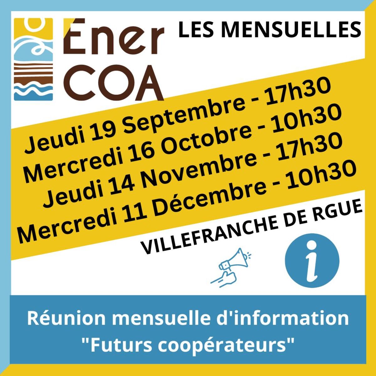 Les Rdv Economie d’Energie d’Enercoa - Réunion mensuelle d’information Novembre sur EnerCOA 