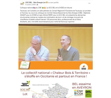 Actu Facebook : La SCIC BEL et le SYDED en tribune au colloque national du CIBE