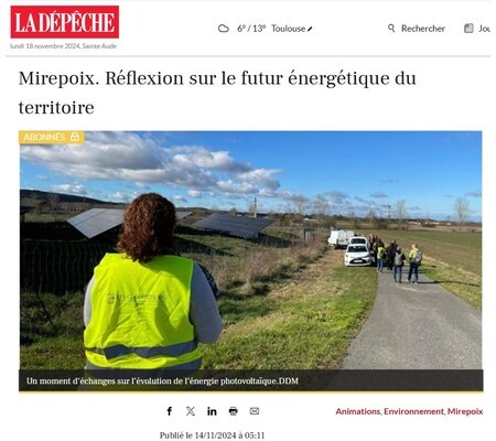 Article La Dépêche : Réflexion sur le futur énergétique du territoire de Mirepoix (09)