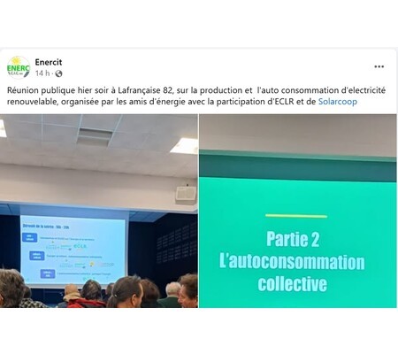 Actualité Facebook Enercit : Réunion publique à Lafrançaise (82)