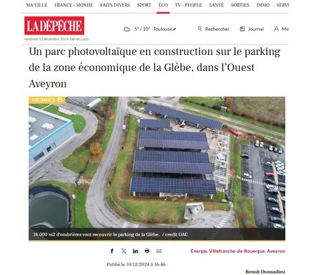 Articles La Dépêche : Un parc photovoltaïque en construction sur le parking de la zone économique de la Glèbe (12)