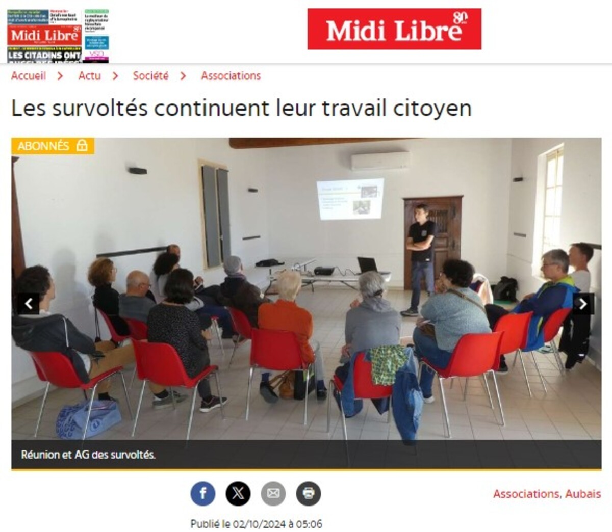 Article Midi Libre : Les survoltés continuent leur travail citoyen