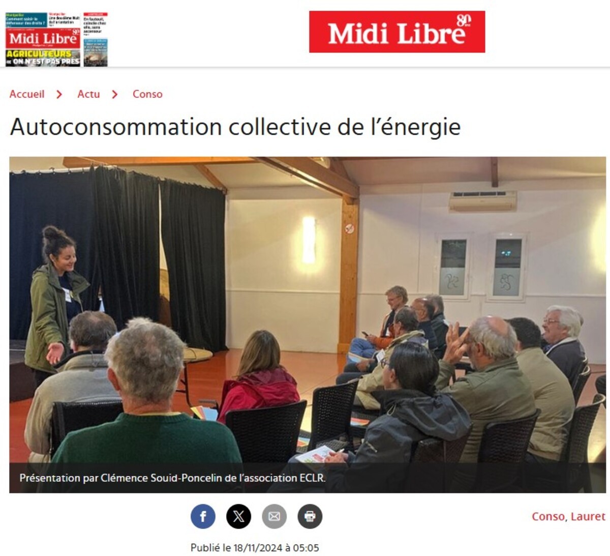 Actualité Midi-Libre : réunion publique à Lauret (34)