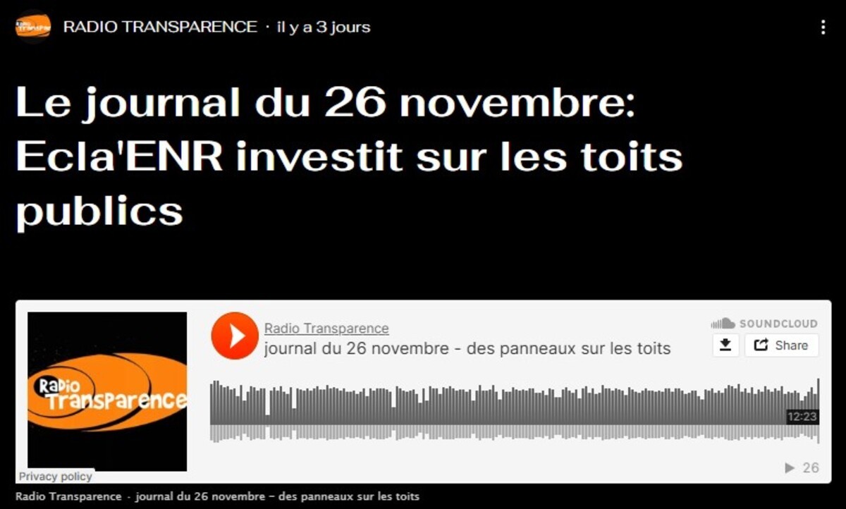 Article Radio Transparence : Interview d'ECLA'EnR