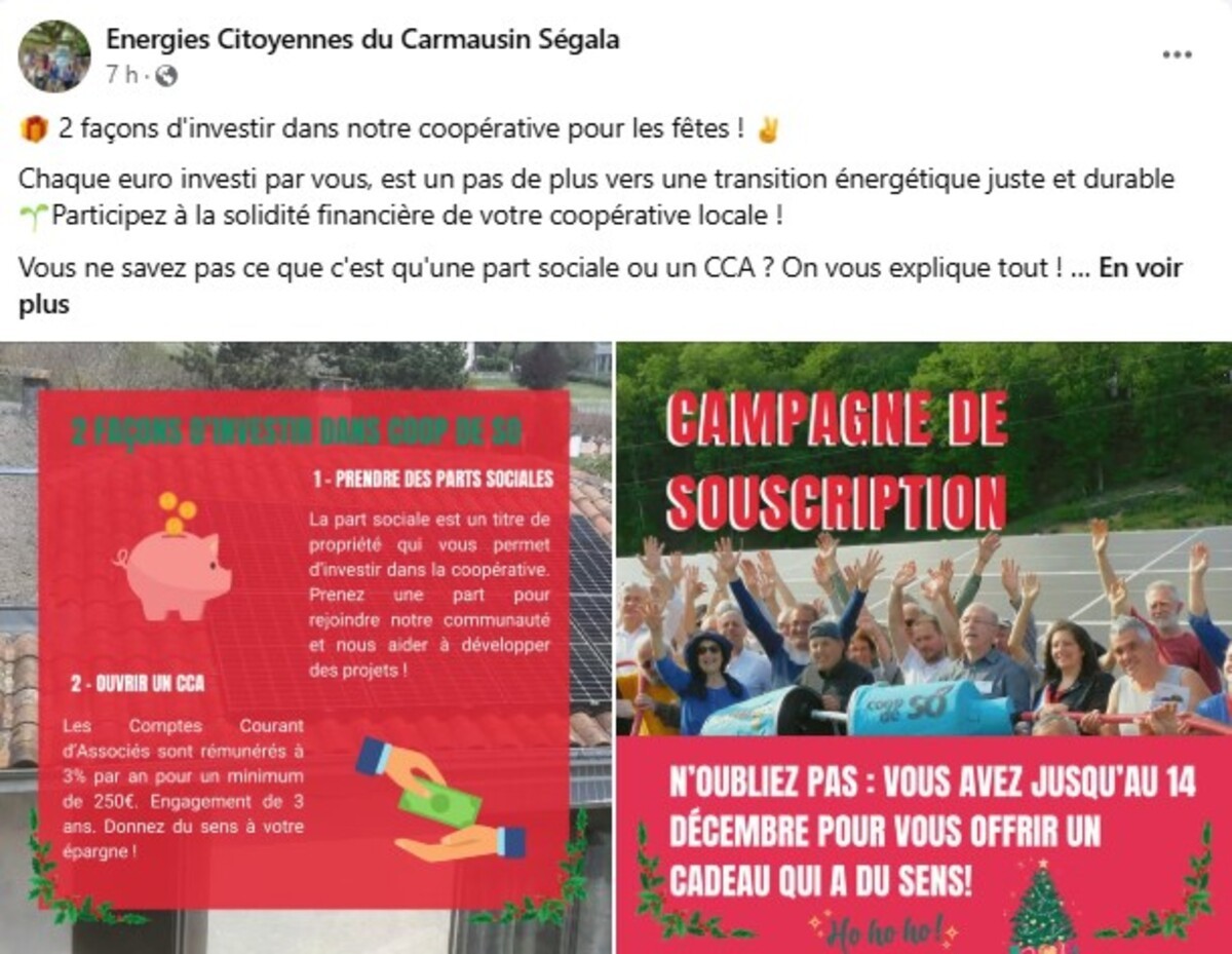 Actualité Facebook : Campagne de souscription Coop de So