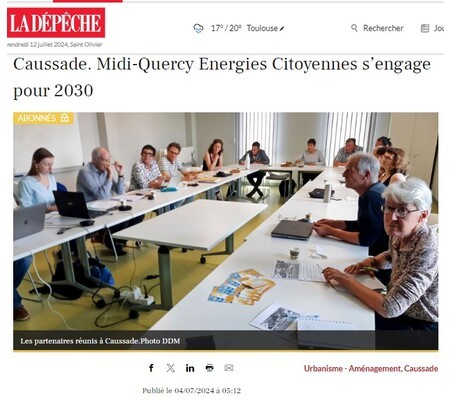 Article de la Dépêche du Midi  sur la coopérative Midi-Quercy Energies
